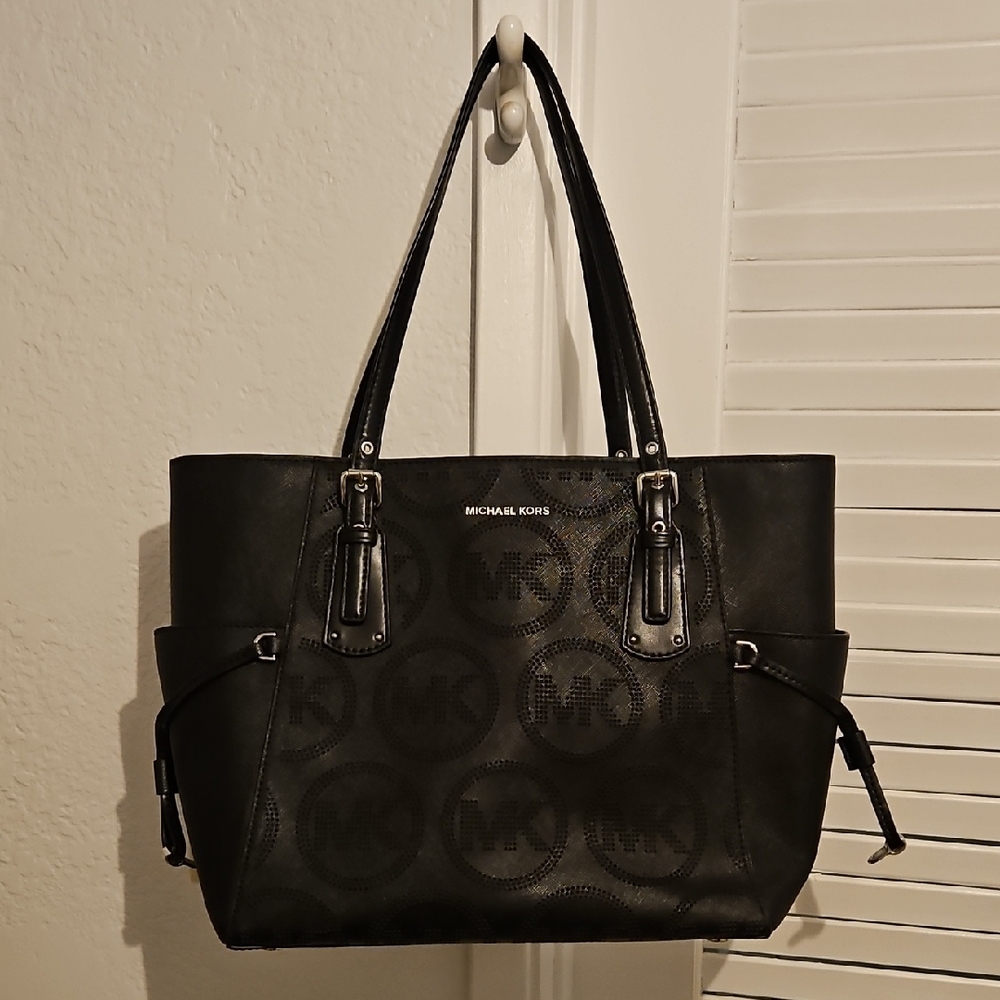 Michael Kors Black Textured Leather Tote